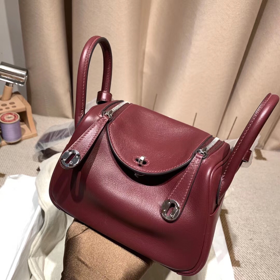 에르메스 미니 린디백19 브라운 은장